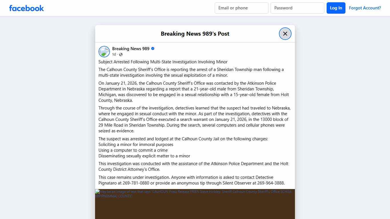 Subject Arrested Following Multi-State... - Breaking News 989 Facebook